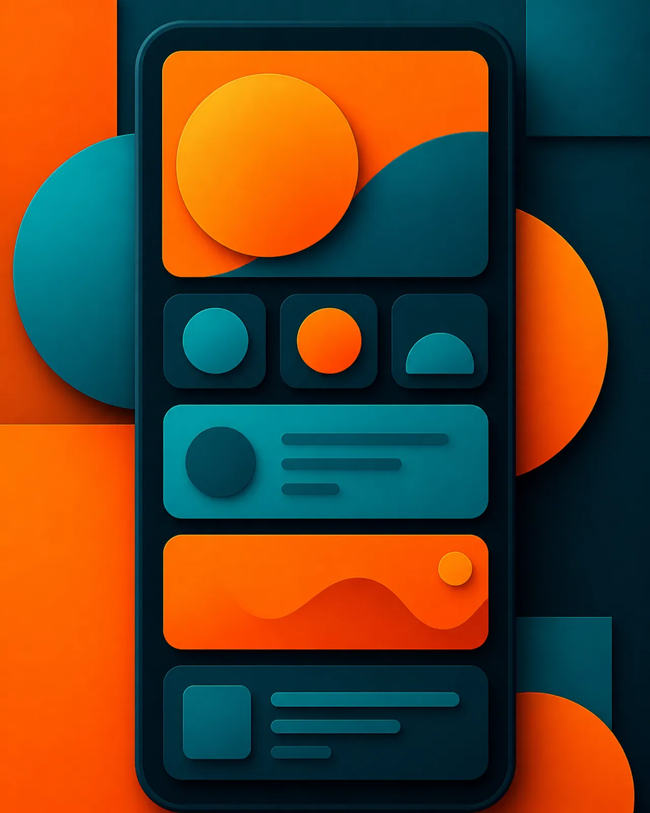 Abstract geometric representation of a mobile phone screen layout