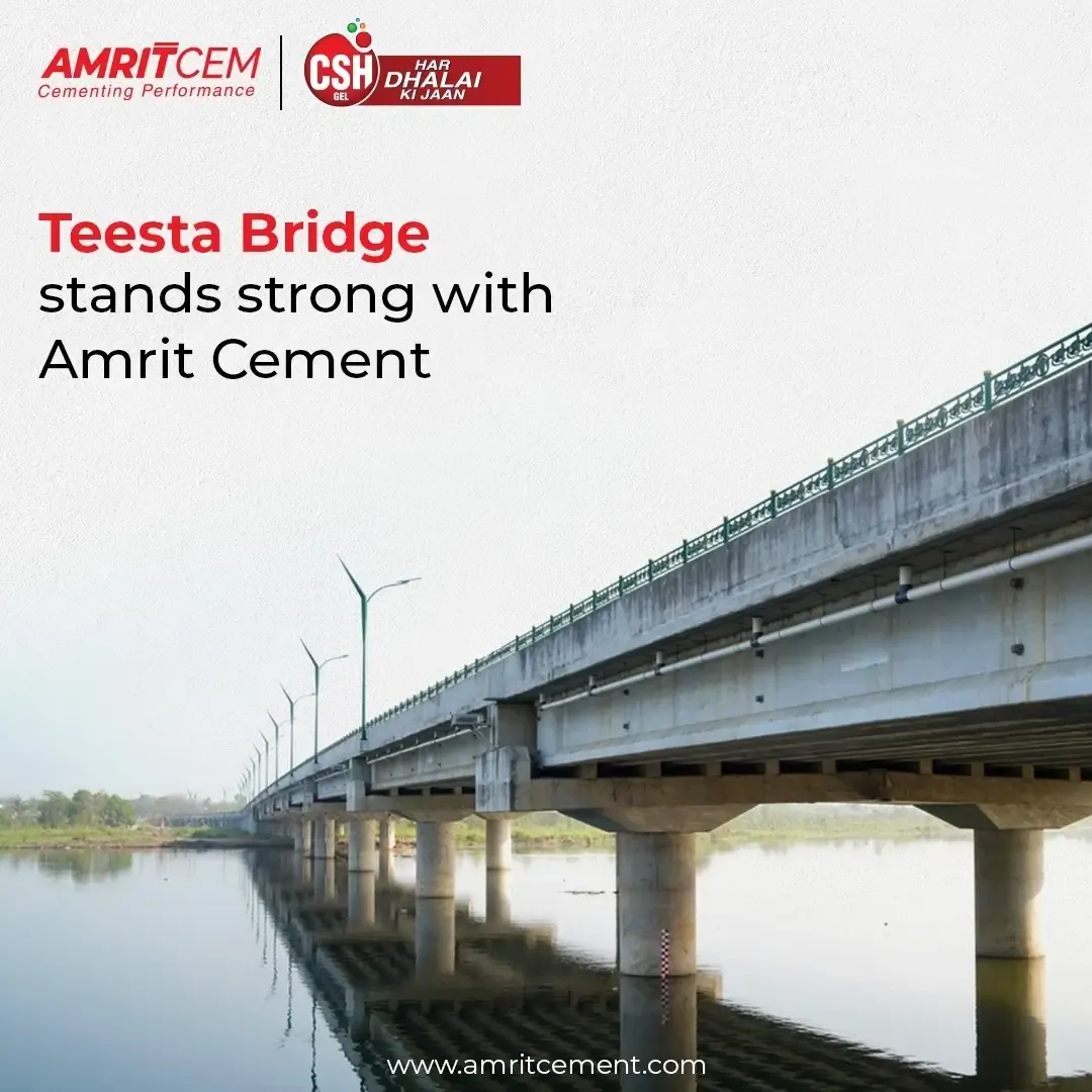 Social post reading Teesta Bridge stands strong with Amrit Cement