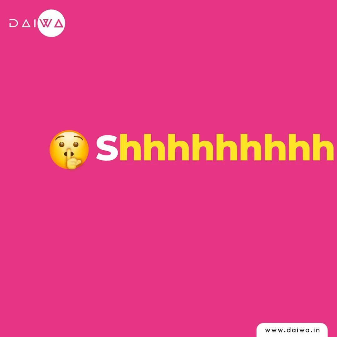 Pink slide with a shushing-face emoji beside the word 'Shhhhhhhhh', running off the right edge