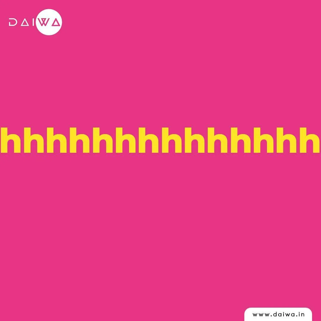 Pink slide with a full-width row of yellow 'h' letters, the stretched 'Shhh' continuing from the previous slide