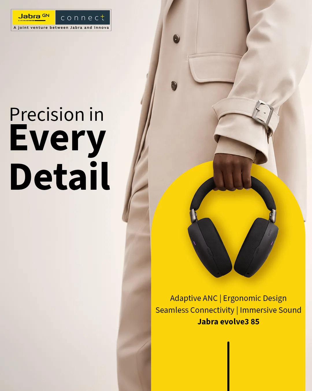 Precision in Every Detail — Jabra Evolve3 85 headphones