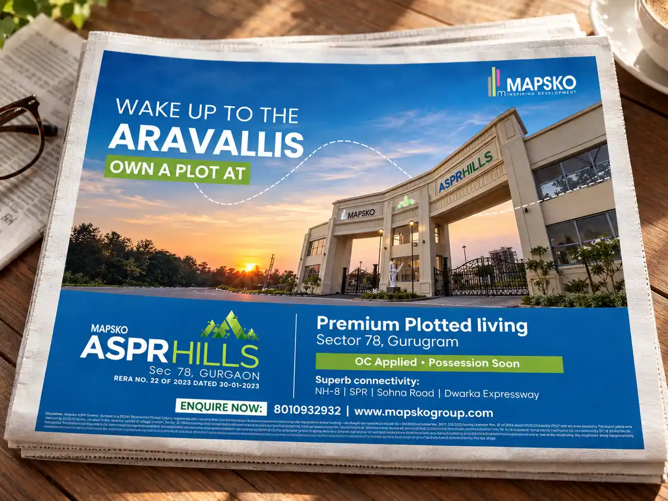 Mapsko ASPR Hills print advertisement, Wake up to the Aravallis